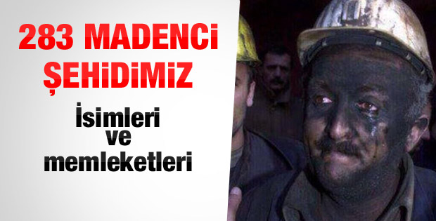 Soma'da hayatını kaybeden işçilerin isimleri