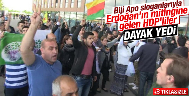 Almanya'da Erdoğan'ı protesto eden HDP'liler olay çıkardı