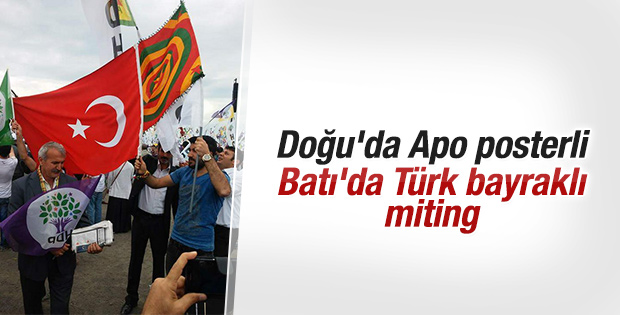 HDP'nin İstanbul mitinginde Türk bayrakları