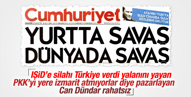 Cumhuriyet gazetesinin savaş manşeti