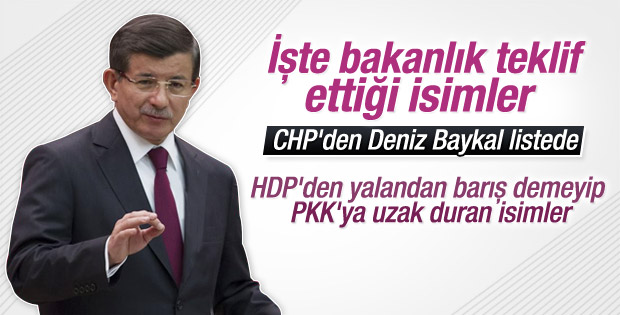 Başbakan Davutoğlu'nun bakanlık teklif ettiği isimler
