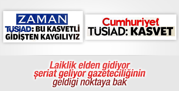 Cumhuriyet ve Zaman aynı manşetle çıktı