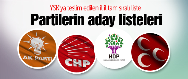 Partilerin milletvekili aday listeleri!