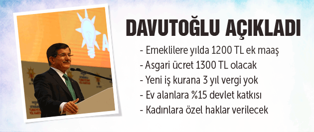 AK Parti Seçim Bildirgesi Davutoğlu'ndan emekli ve asgari ücret müjdesi