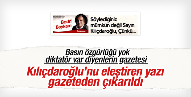 Cumhuriyet gazetesinde Bedri Baykam'a sansür