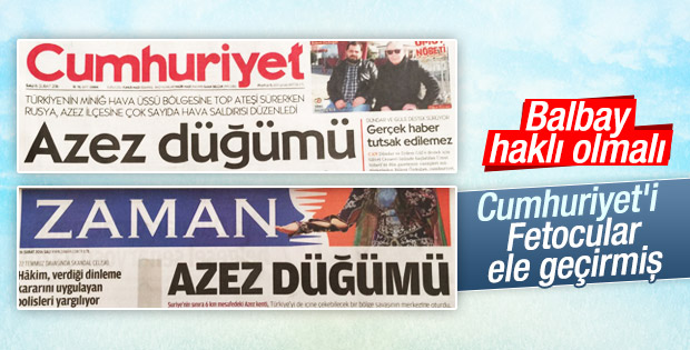 Zaman ve Cumhuriyet aynı manşetle çıktı