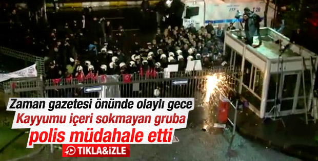 Zaman Gazetesi'ne girişi engelleyen gruba müdahale