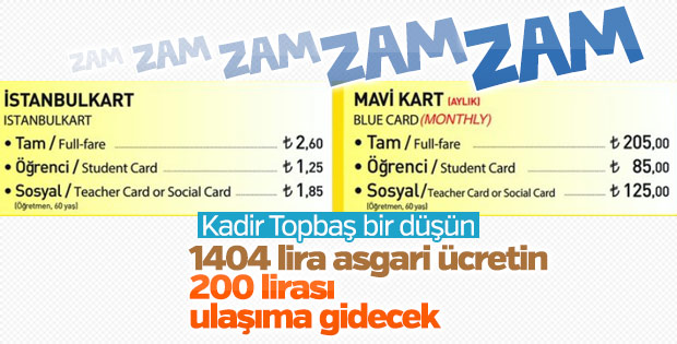 İstanbul'da toplu ulaşım ücretlerinde yeni tarife