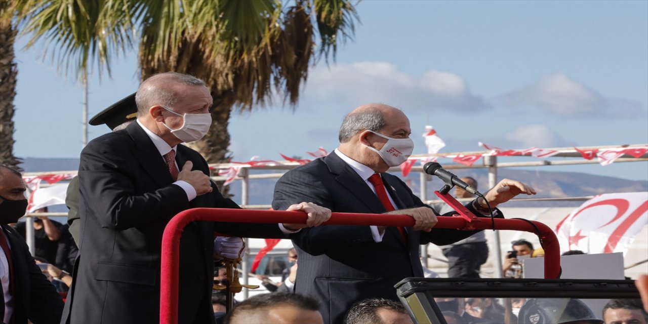 Cumhurbaşkanı Erdoğan, KKTC'nin 37. kuruluş yıl dönümü töreninde konuştu