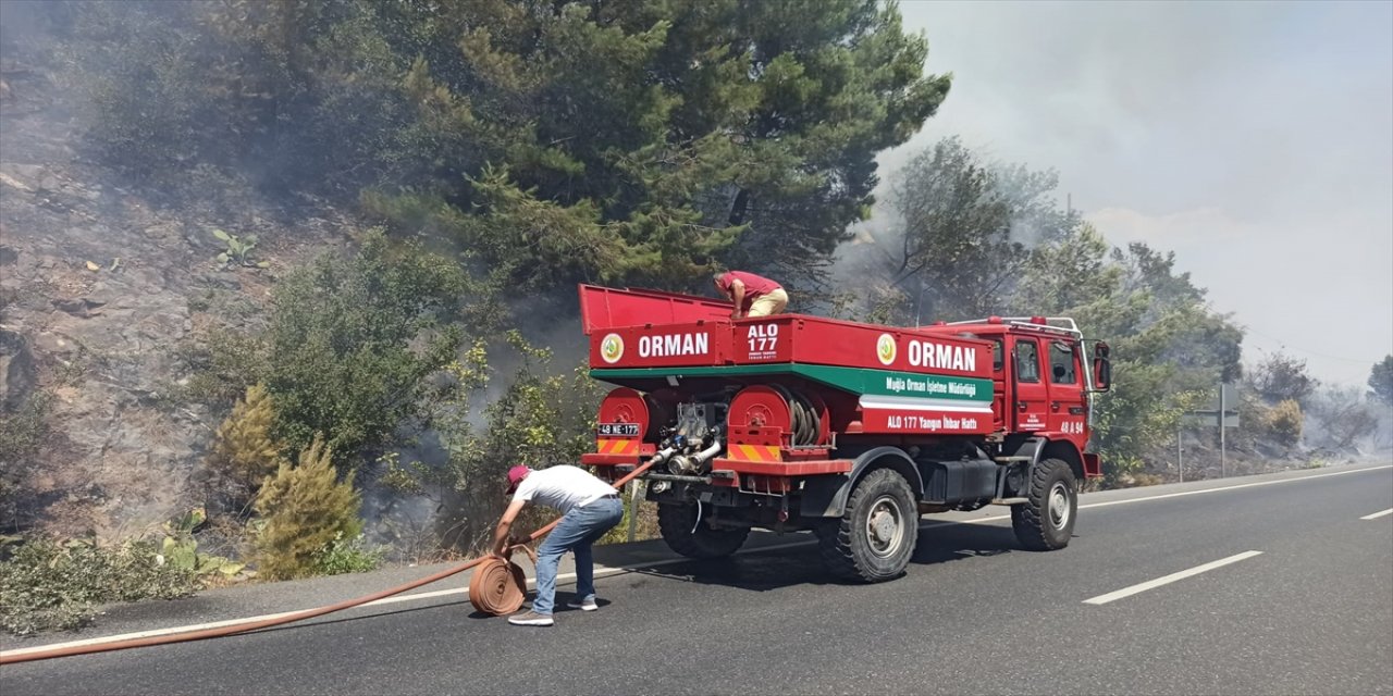 Muğla'da yerleşim yerlerine yakın alanda çıkan orman yangınına müdahale ediliyor