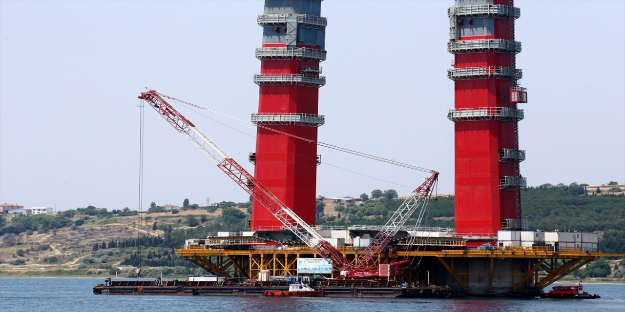 1915 Çanakkale Köprüsü inşaatında askı halatlarının montajına başlandı