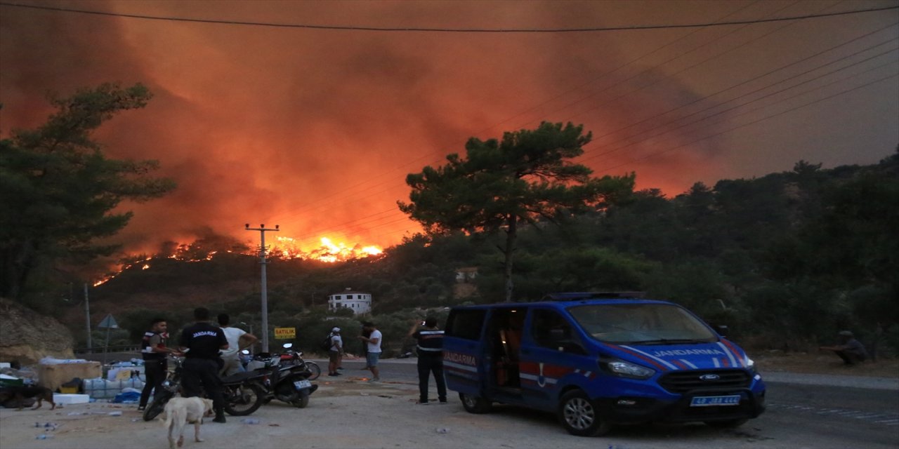 Milas'ta ormanlık alanda çıkan yangın kontrol altına alınmaya çalışılıyor