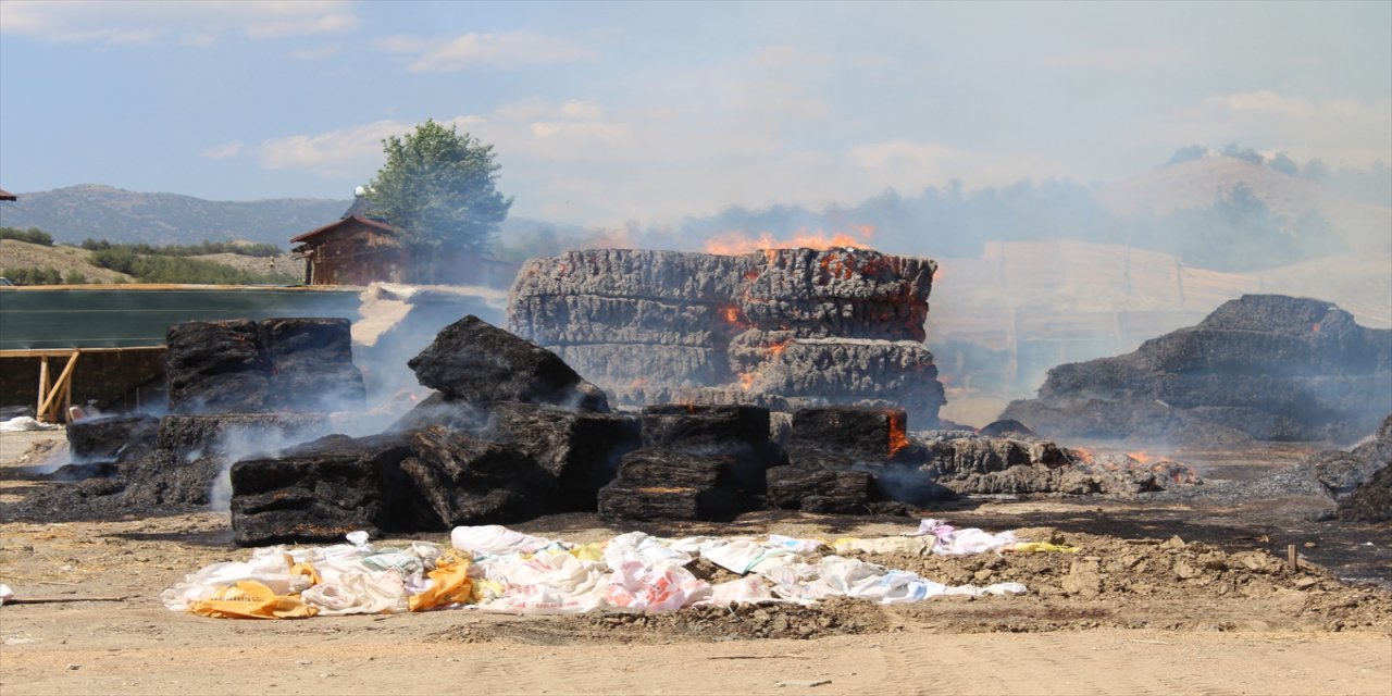 Kastamonu'da 150 ton saman balyası yandı