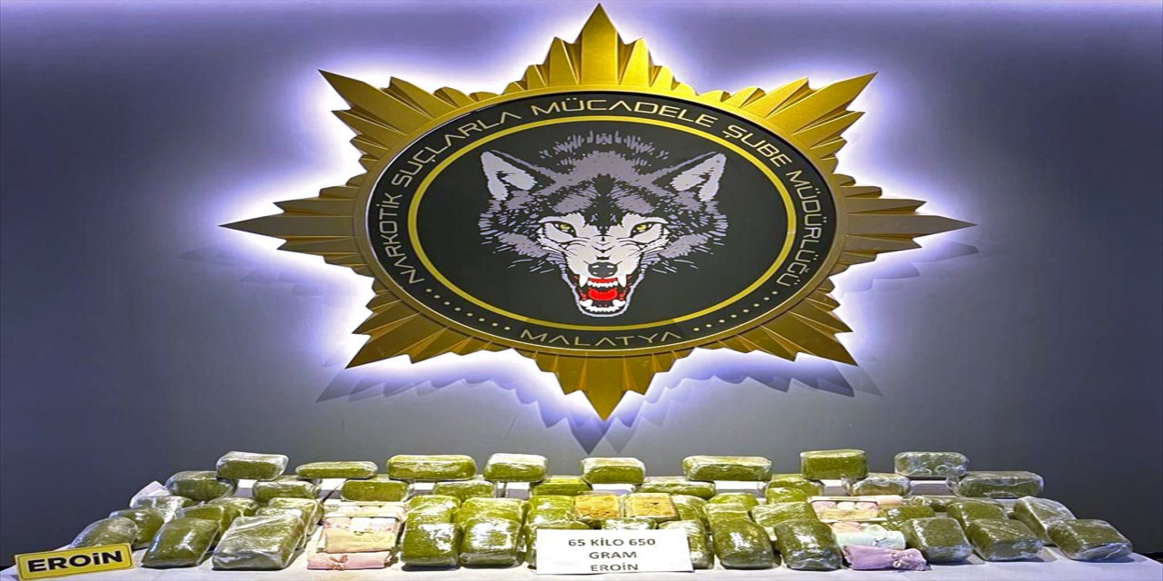 Malatya'da yolcu otobüsünde 65 kilo 650 gram eroin ele geçirildi