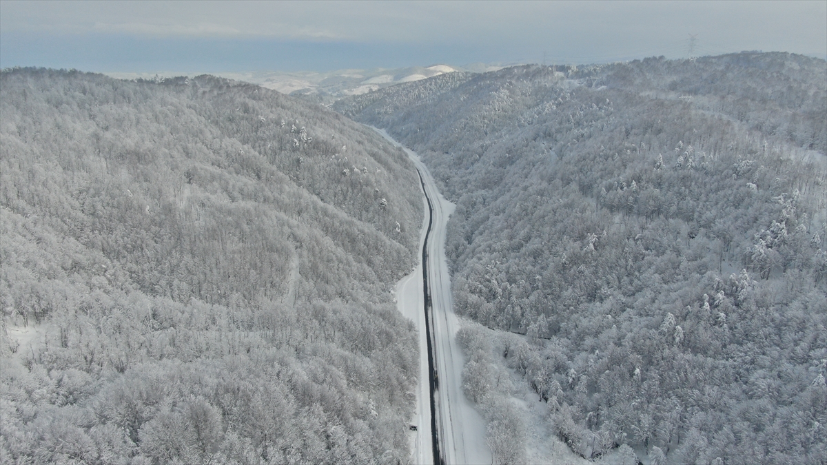 Düzce’de Havadan Muhteşem Kar Manzaraları