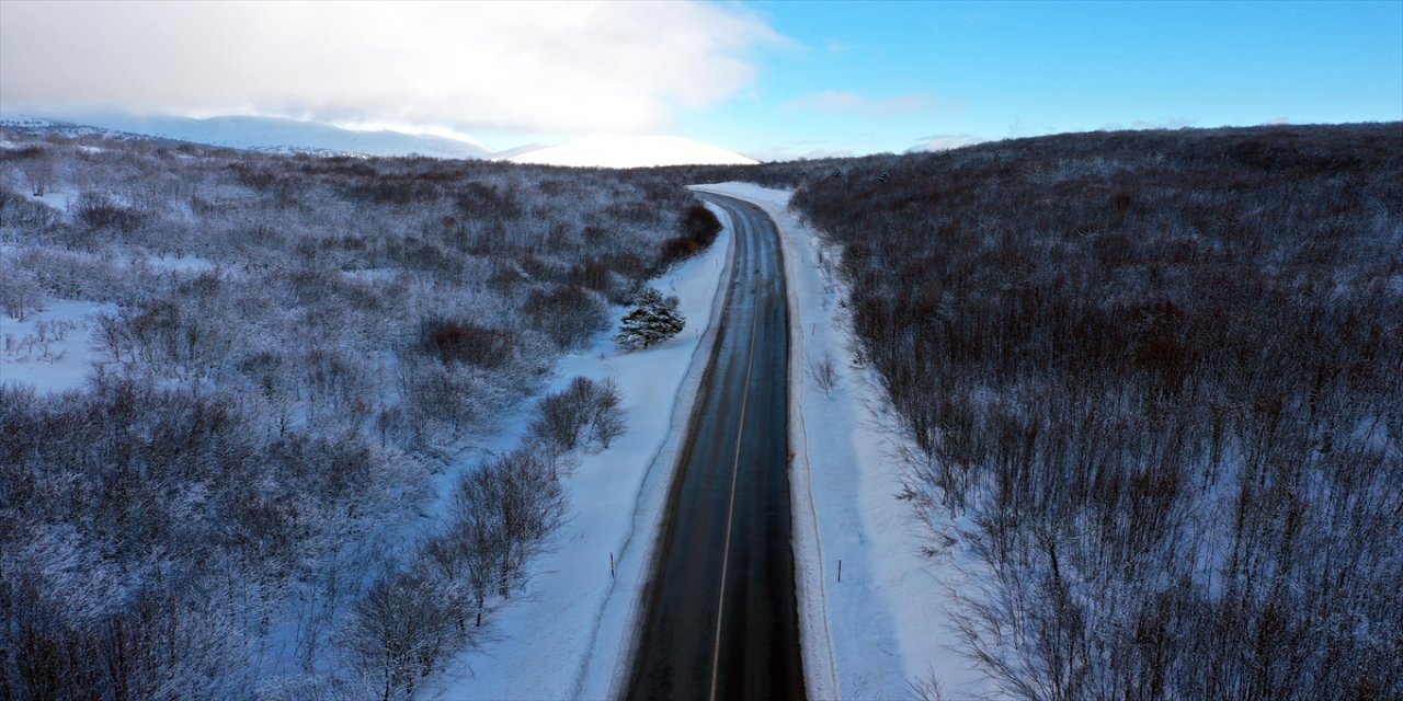 Beyaza bürünen Küre Dağları havadan görüntülendi