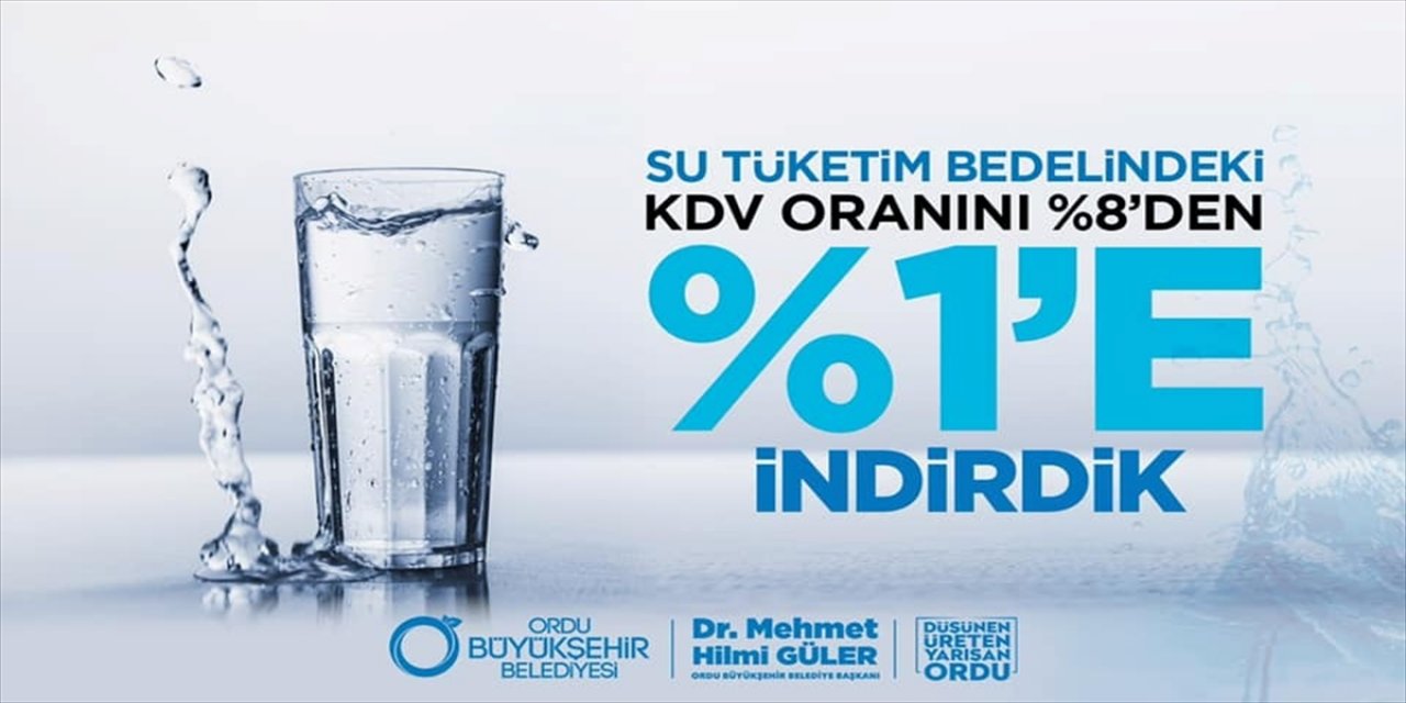 Ordu Büyükşehir Belediyesi içme suyundaki KDV oranını yüzde 1'e indirdi