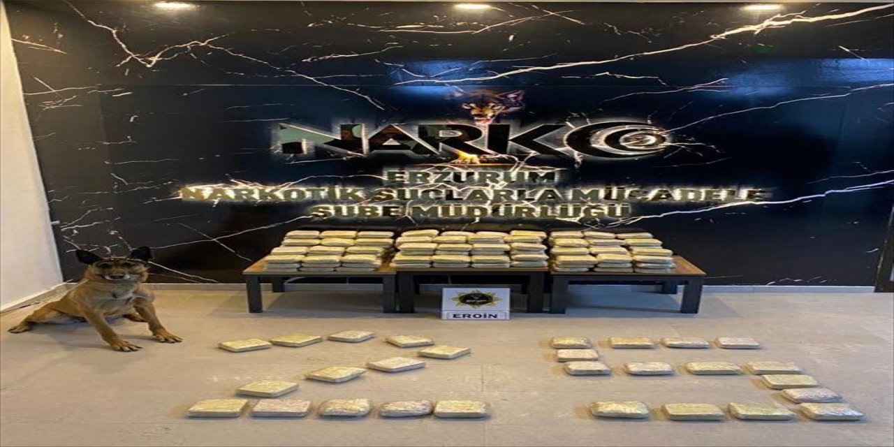 Erzurum'da iki otomobilde 103 kilo 550 gram eroin yakalandı