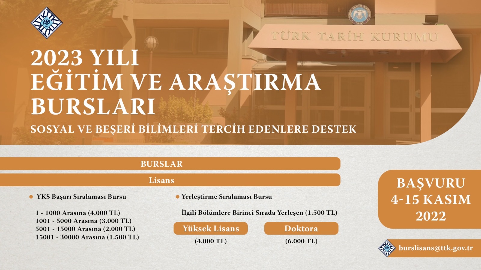 Türk Tarih Kurumu Burs Müracaatları Başlıyor