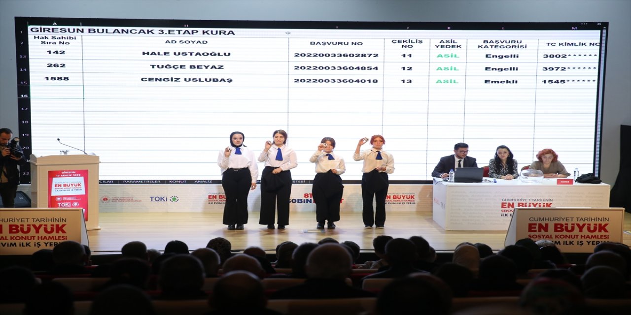 Giresun'da "İlk Evim, İlk İş Yerim" kura çekimi yapıldı.