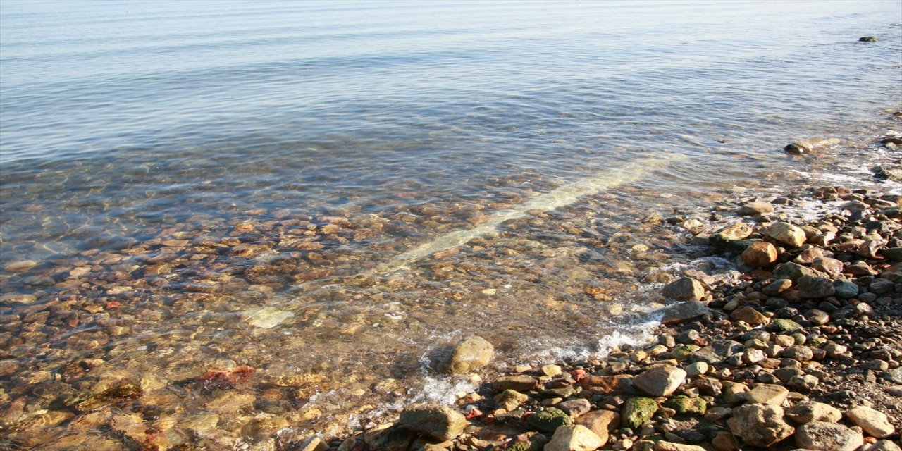 İznik Gölü'nde sular çekilince 2,5 metrelik sütun ortaya çıktı