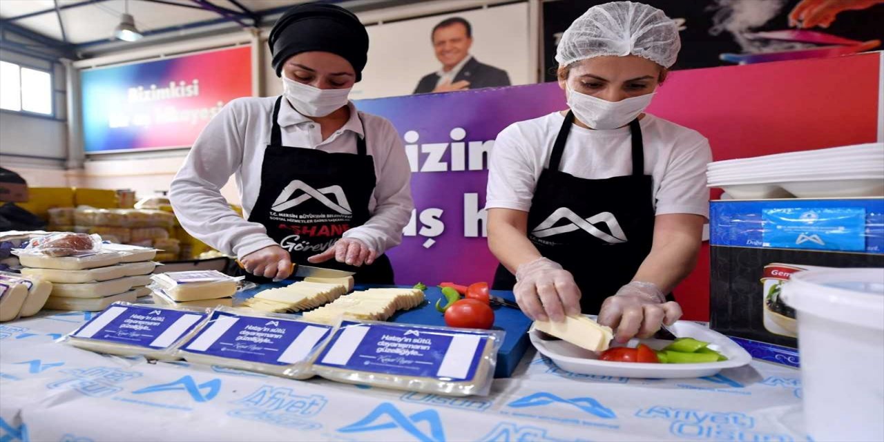 Mersin'de peynire dönüştürülen süt depremzedelere ulaştırıldı.