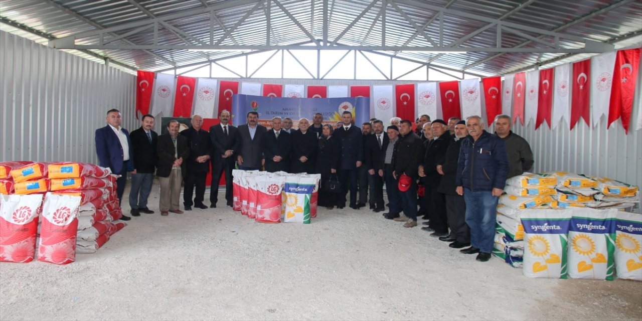 Amasya'da çiftçilere ayçiçeği tohumu dağıtımı yapıldı.