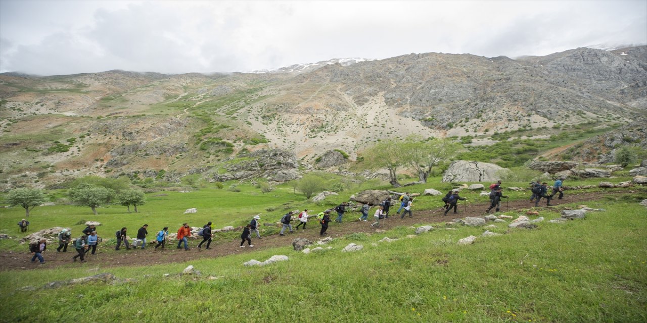 Ters lalelerin manzarası eşliğinde doğa gezisi.