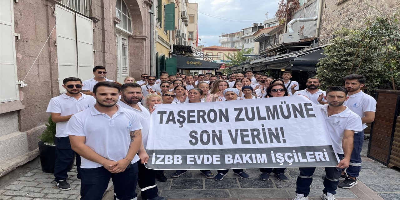 İzmir Büyükşehir Belediyesi çalışanları "kadro" için eylemde