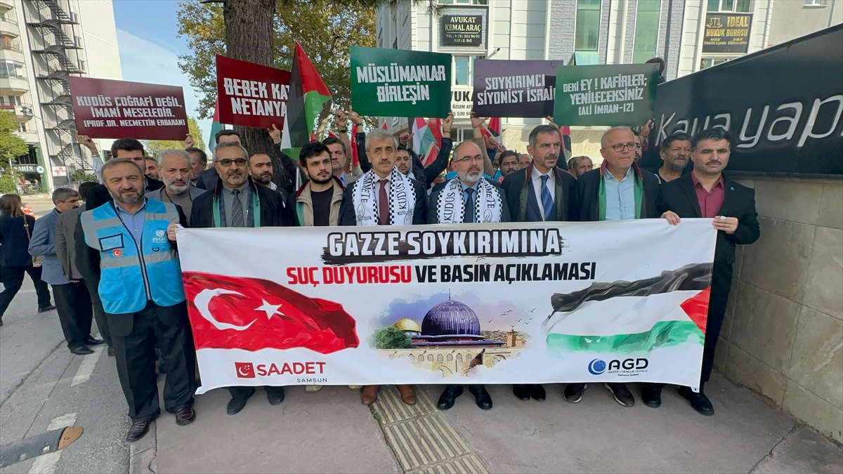 Samsun'da  İsrail'in Gazze'deki saldırılarına ilişkin suç duyurusunda bulunuldu