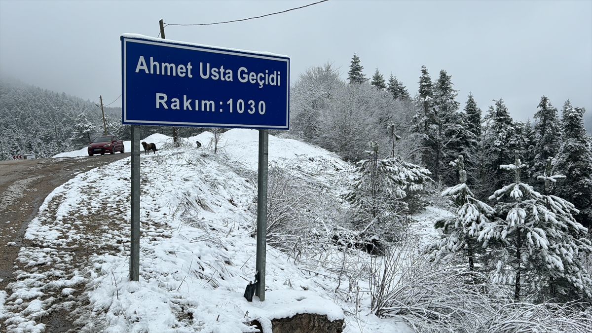 Karabük'ün yükseklerine  kar yağdı