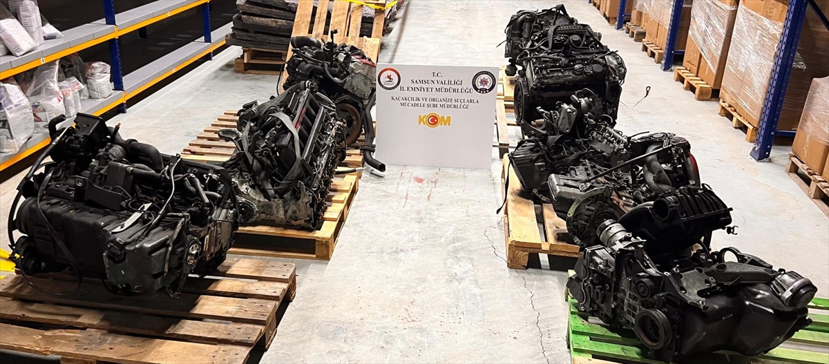 Samsun Canik’de gümrük kaçağı 8 lüks otomobil motoru ele geçirildi
