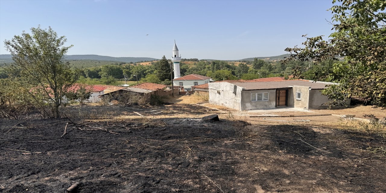Çanakkale'nin Lapseki ilçesinde köyde çıkan ot yangını, yerleşim yerlerine sıçramadan söndürüldü.