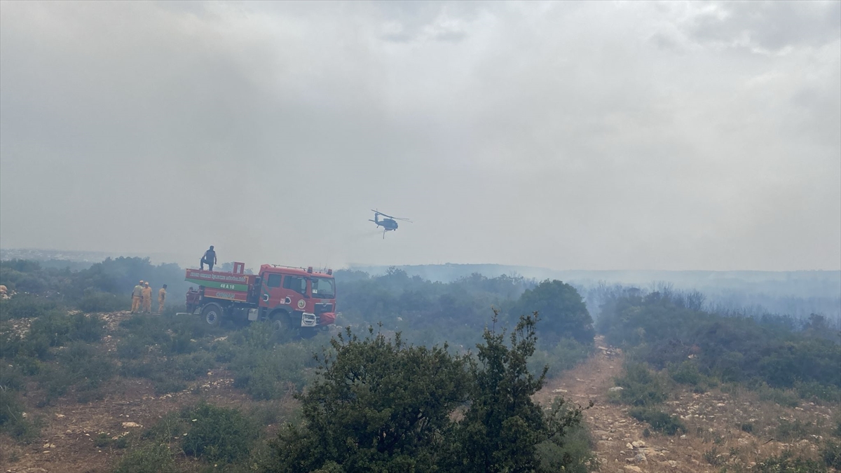 Didim'de makilik alanda çıkan yangına müdahale ediliyor
