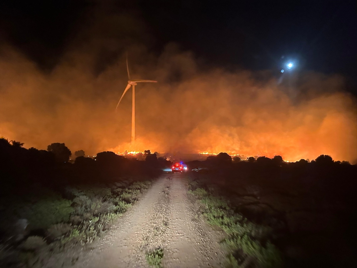 Çeşme'de makilik ve otluk alanda çıkan yangın kontrol altına alındı