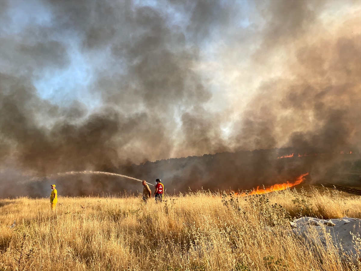 Adıyaman'da otluk alanda çıkan yangına müdahale ediliyor