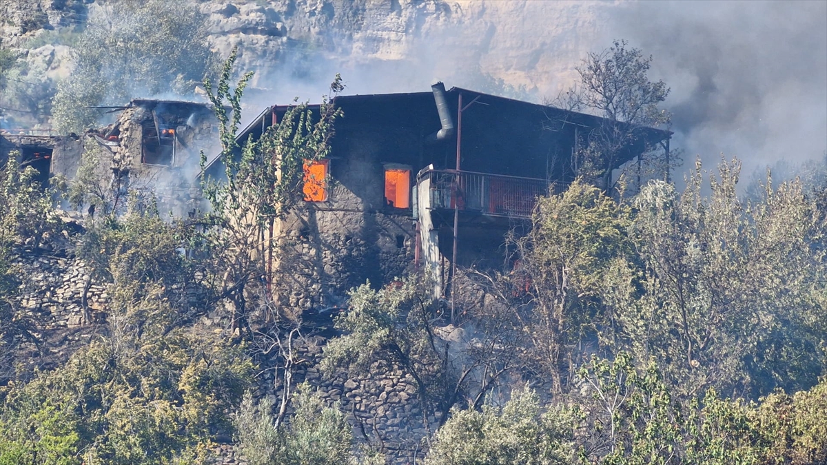 Mersin'de tarım alanında çıkan yangında 3 ev yandı