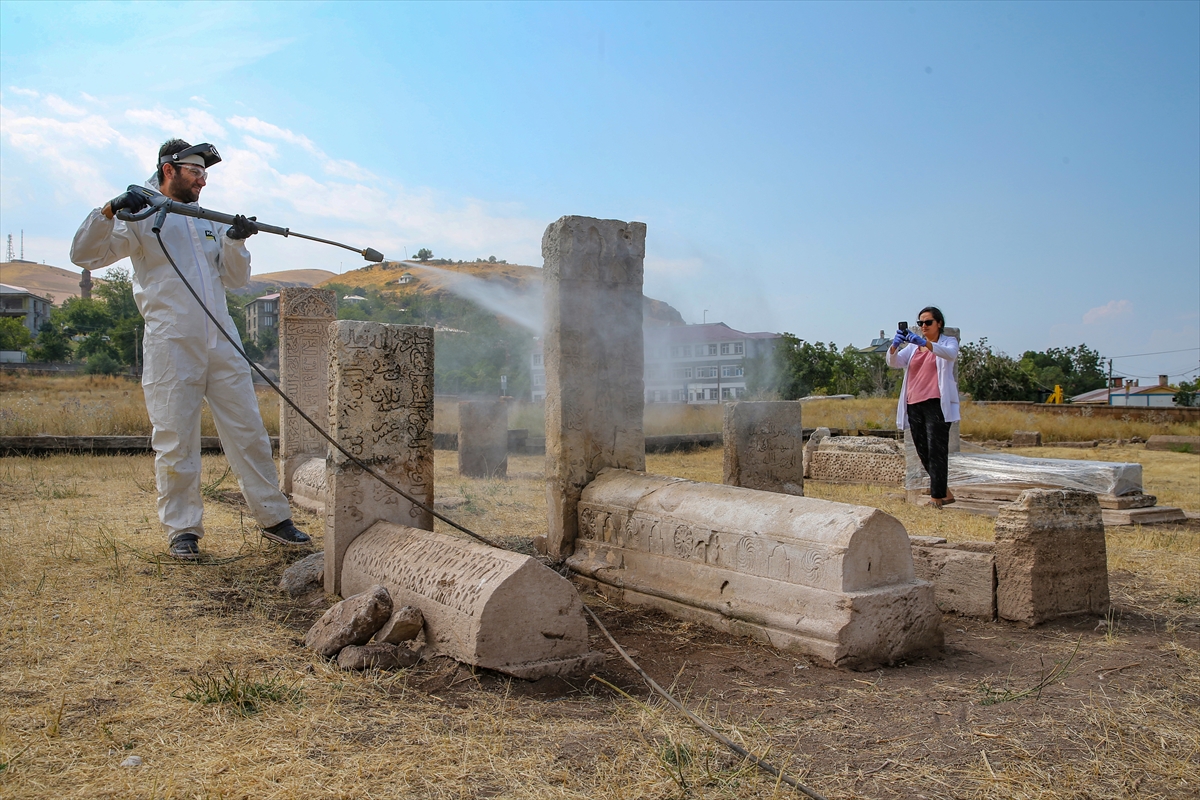 Van'daki Selçuklu Mezarlığı'nda 6 sanduka ve bir şahide gün yüzüne çıkarıldı