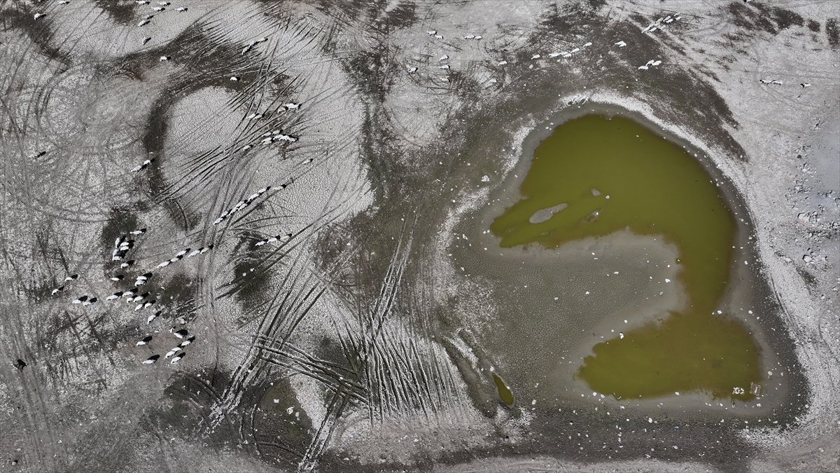 Erciyes Dağı'ndaki Tekir Göleti kuraklığın etkisiyle büyük ölçüde kurudu