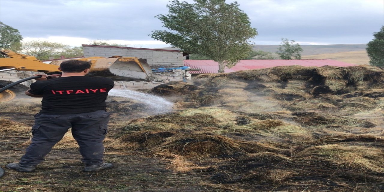 Ağrı'da bir çiftçinin hayvanlarının kış ihtiyacı için hazırladığı 3 bin balya ot, çıkan yangında küle döndü.