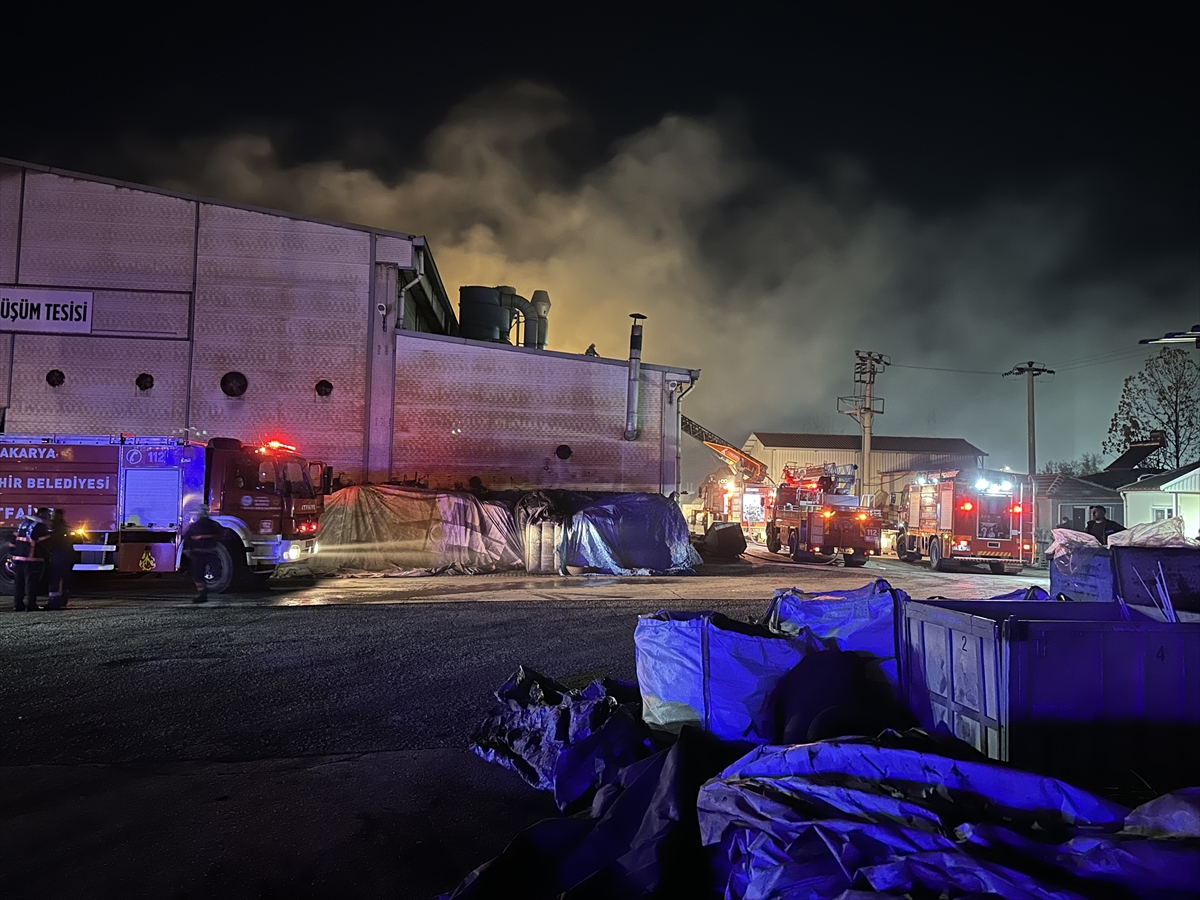 Sakarya'da geri dönüşüm fabrikasında çıkan yangında 8 işçi dumandan etkilendi