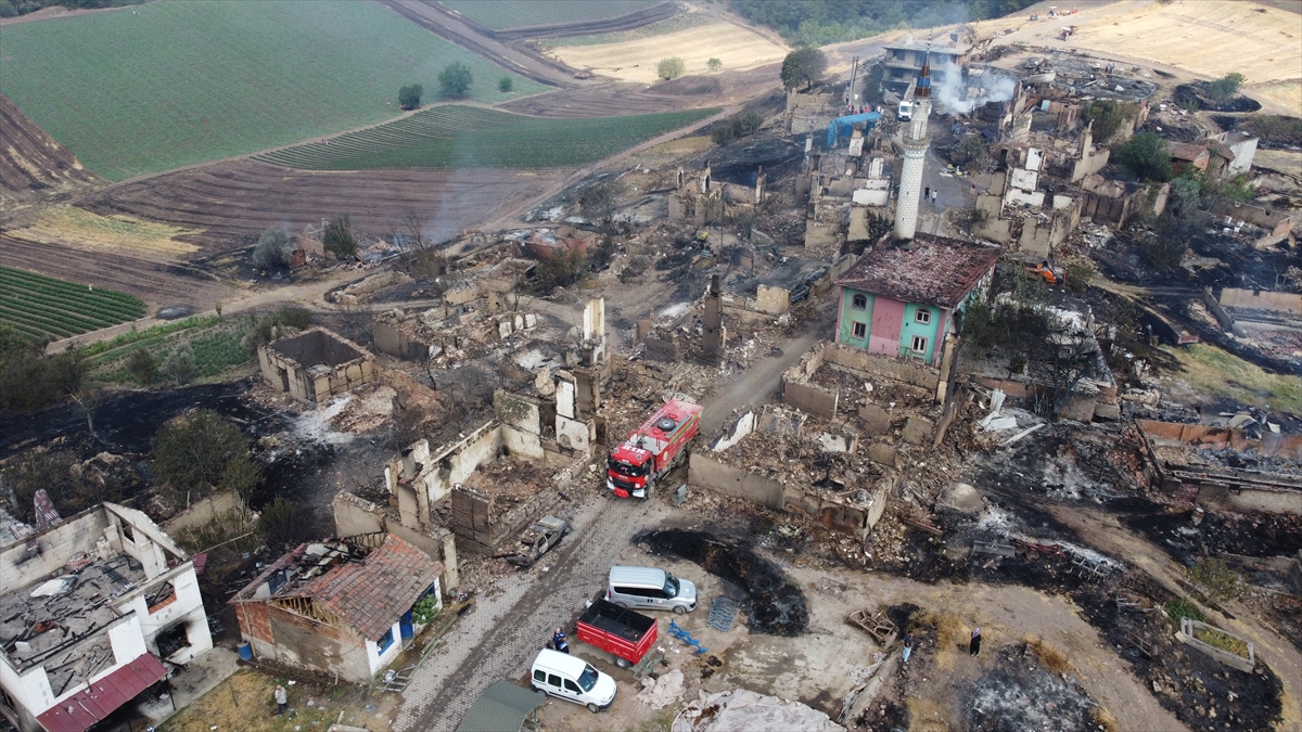 Sakarya ile Bilecik sınırındaki Kaşıkçı Mahallesi, yangında büyük zarar gördü