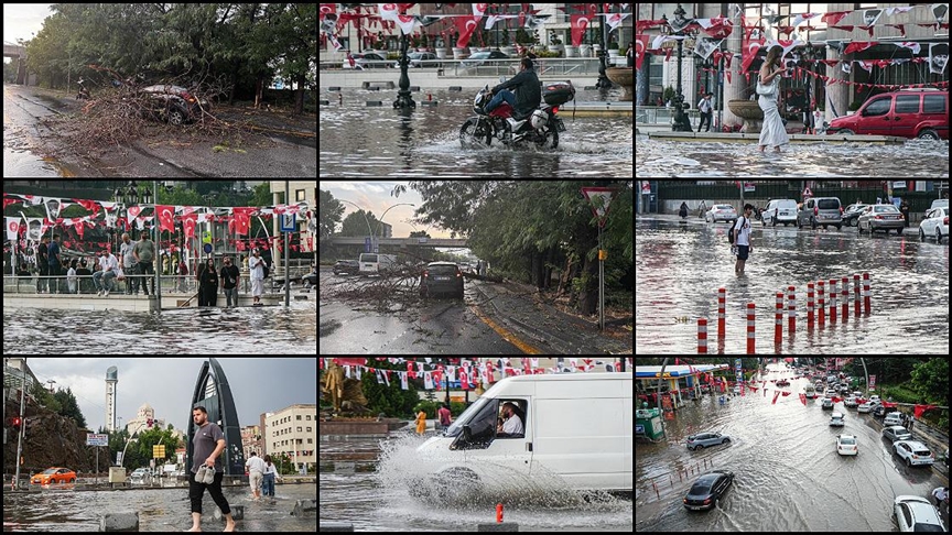 Ankara'da sağanak ve fırtına etkili oldu