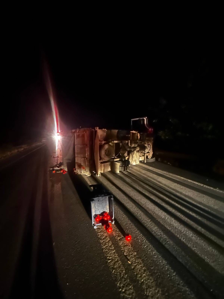 Bilecik'te devrilen kamyondaki 2 kişi yaralandı