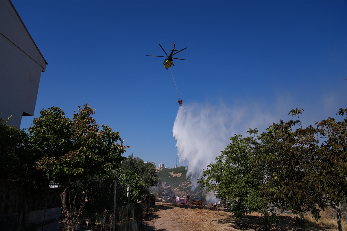 İzmir'de otluk alanda çıkan yangın kontrol altına alındı