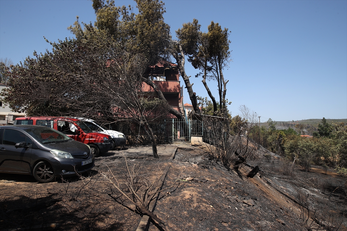 Atina yakınlarındaki Krioneri'de çıkan yangında birçok ev hasar gördü