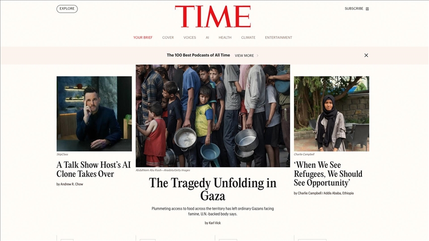 AA'nın Gazze'deki açlığı gözler önüne seren fotoğrafı TIME dergisine kapak oldu