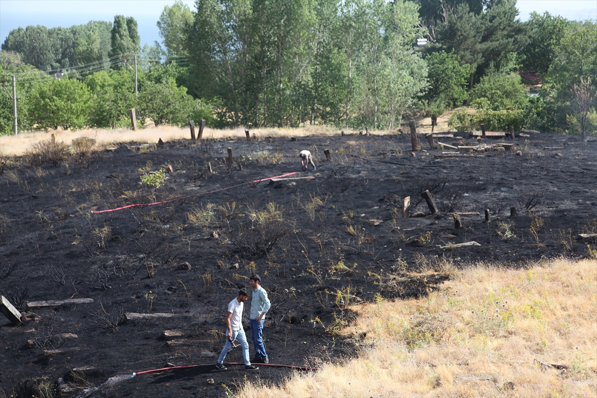 Ahlat’ta mezarlıkta çıkan yangın söndürüldü