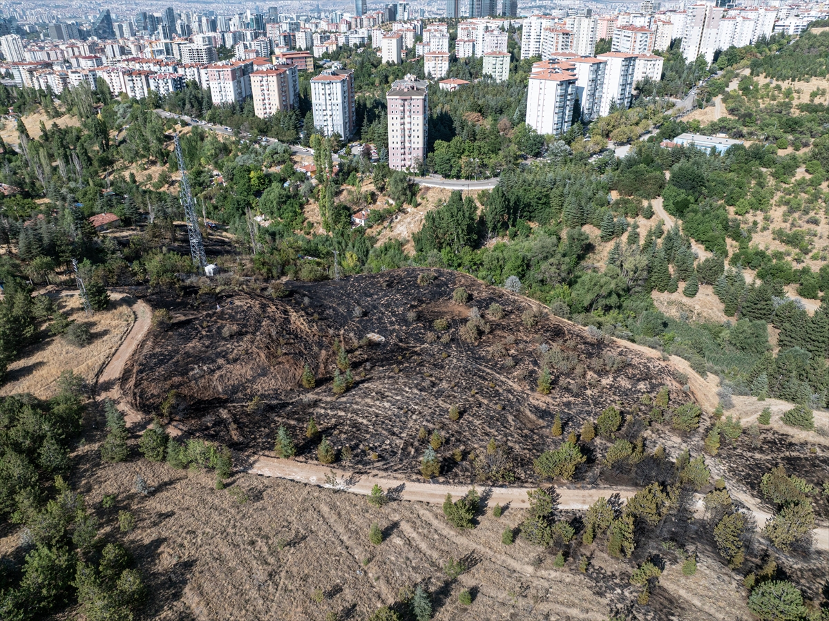 Çankay’da çalılık alanda çıkan yangın söndürüldü