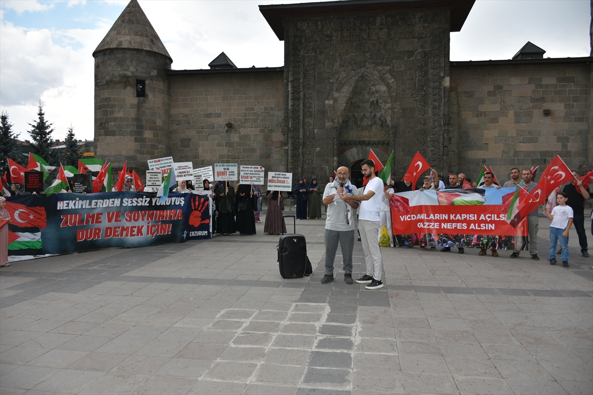 Erzurum'da sağlık çalışanları 91 haftadır Gazze için yürüyor